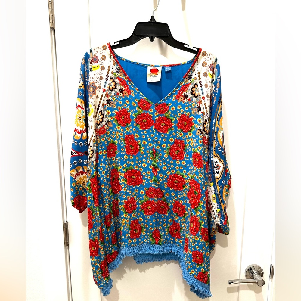 Anthropology Floral Fringed Top
